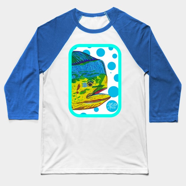 Mahi Madness Baseball T-Shirt by CaptainChrisArt